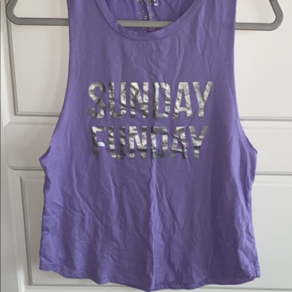 cut off sleeve “sunday funday shirt”